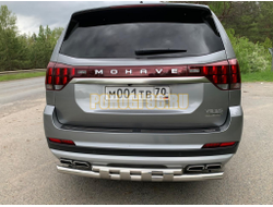 Защита заднего бампера с перемычками (кроме Корейских производителей авто) d60/42 для Kia Mohave (2021-...)