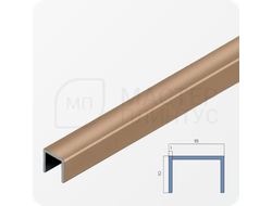 П-образный бордюр-вставка из алюминия 15х10 мм. NEEXY PV84-07 BBR Бронза блестящая 2.7 м.