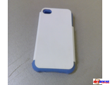 IPhone 4/4S - Белый пр/ударный чехол матовый пластик с СИНИМ силикон.бампером (для 3D-машины вакуумной)