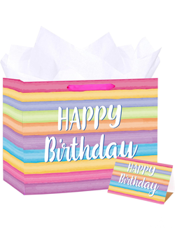 Пакет подарочный с тишью + открытка 33*12*26 см