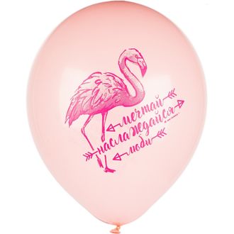 Шары надувные Пастель PINK&WHITE Фламинго Пожелания 5шт M 12/30см