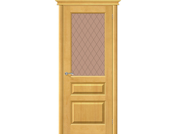 Дверь деревянная М5 медовый лак с бронзовым стеклом