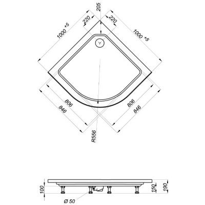 Душевой уголок Triton 100х100 А полосы