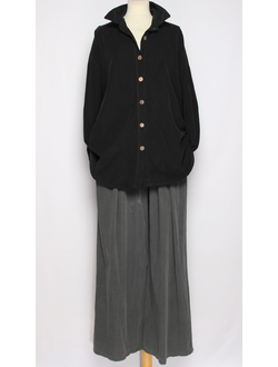 Рубашка Бохо "Вельвет защипы сбоку" черная