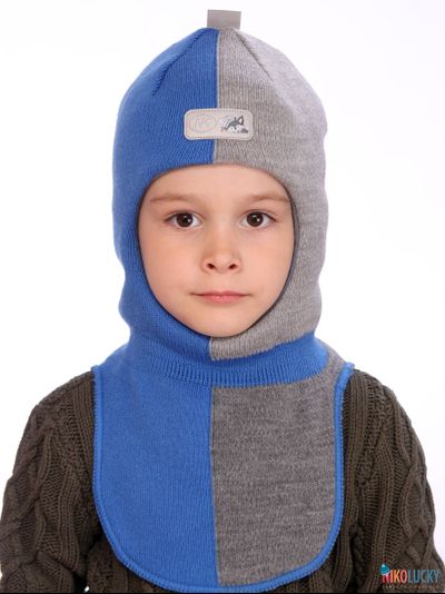 Шапка-шлем  21101-03, цвет ярко-синий,серый р. 50-52