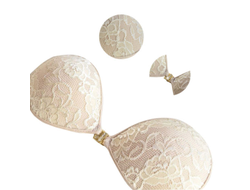 Силиконовый бюстгальтер с кружевом, цвет телесный