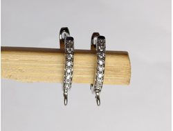 Швензы форма №2  покрытие родий  1 пара с камнем цвет серебро