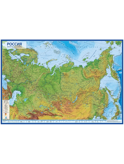 Карта настенная Globen "РФ. Физическая карта" 1:8,5 млн., 101*70 см, интерактивная, ламинир. (КН051)