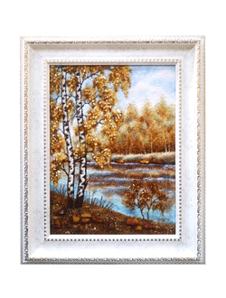 Картина из янтарной крошки. "Береза".