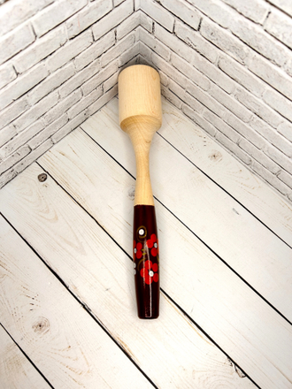 Толкушка деревянная 240*45 мм картофелемялка с росписью коричневый фон