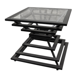 Квадратный журнальный стол с стеклянной столешницей