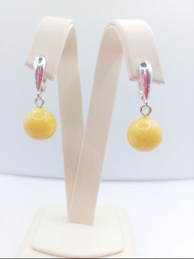 Серьги "Шарики" из белого янтаря