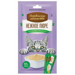 Деревенские лакомства для кошек, Нежное пюре из курицы 4 шт*10 гр