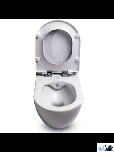 Чаша унитаза Creavit Free FE322-34CB00E-0002, с биде, со смесителем, подвесная безободковая. Круглая форма, скрытый крепеж