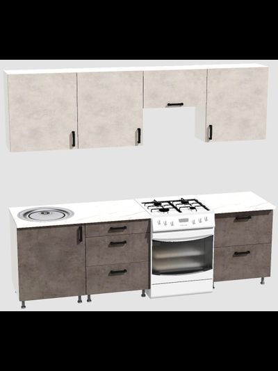 Кухня Эконом 1,8 метра (600х600х600) Цвет: Цемент светлый/Цемент темный