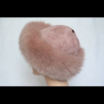 Дизайнерская шапка с мехом песца Vizio Италия 6750 CCP розовая