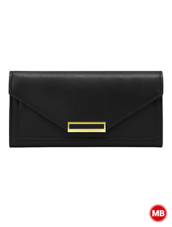 Женский кошелёк из чёрной экокожи с молнией