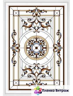 Пленка самоклеющаяся на потолок , витражная пленка, пленочный витраж с классическим рисунком
