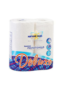 Полотенца бумажные 2 слоя, Deluxe белые 2 рул/уп