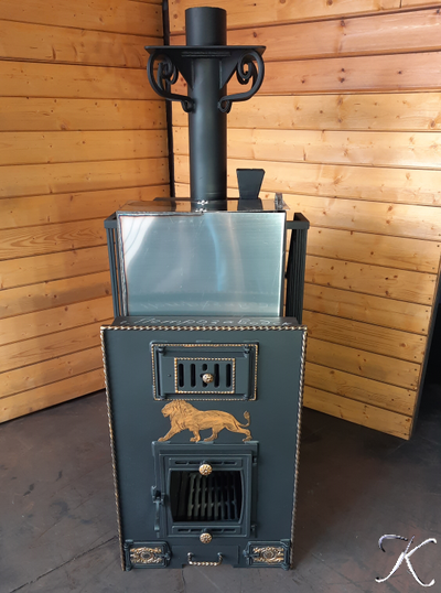 Печь банная "АНГАРА-34" + КАМИН-КОНВЕКТОР + Дверца со стеклом