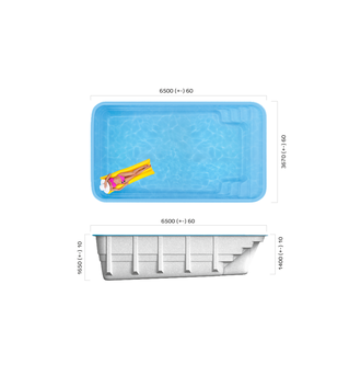 Композитный бассейн 6,5 х 3,67 х 1,4-1,65 &quot;Бордо&quot; Franmer