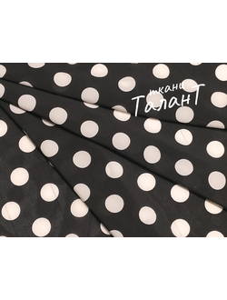 лоскут шифон принт белые горохи на черном 50 см