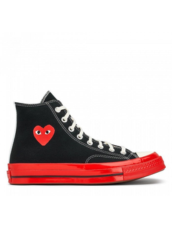 Кеды Converse Comme des Garcons PLAY черные высокие с красной подошвой a01793c