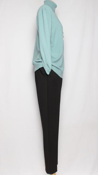 Брюки "Прямые защип снизу" трикотажные чёрные р.48-58