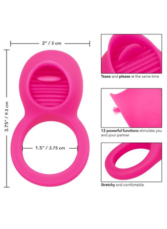 Перезарежаемое эрекционное кольцо с имитацией оральных Silicone Rechargeable Teasing Tongue Enhancer