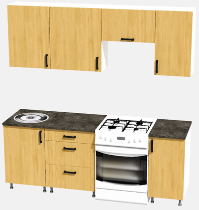 Кухня Эконом 1,5 метра (1100х400) Цвет: Дуб Сонома/Дуб Сонома