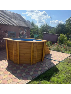 Деревянный банный чан с подогревом 200 х 200 см на 6 человек с гидромассажем