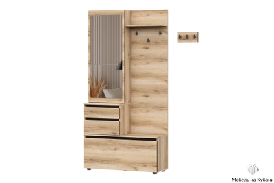 Берген вешалка с зеркалом прихожая Дуб делано/Венге