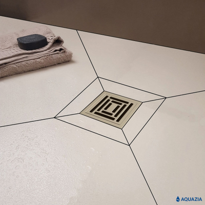 Трап водосток PLATZ Uno 150х150 Боковой выпуск (Матовый хром)