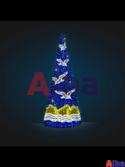 Светодиодная конусная Елка с чайками