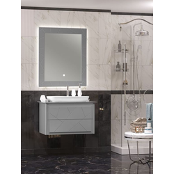 Мебель для ванной Opadiris Луиджи 90 серый матовый, со столешницей и накладной раковиной "NOVA"