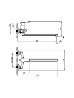 Смеситель для ванны с длинным изливом Milardo Enisey ENISBLCM10 однорычажный