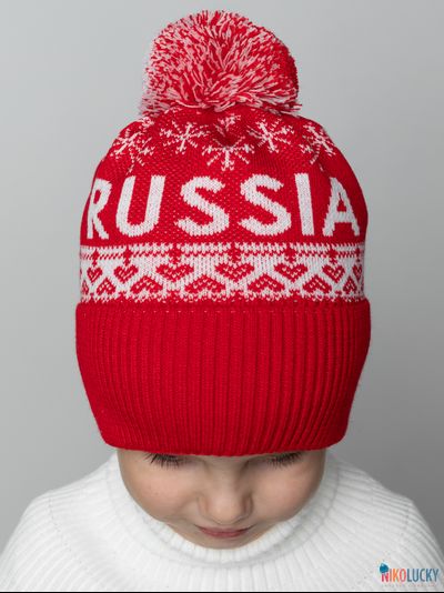 Шапка 20202-01 подклад 100% полиэстер, красный, белый 58