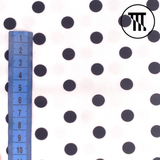 Бифлекс глянец принт Черные горохи на белом (1 см)