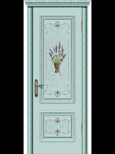 Дверь  Прага бирюза с декором "букет"
