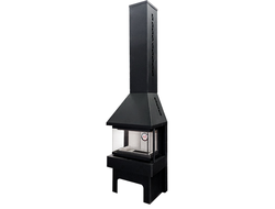 Камин ПАНОРАМА ТРИ СТЕКЛА черный / графит, Экокамин (Россия)