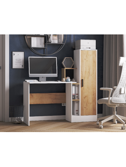 СКМ-2 компьютерный стол Белый с тиснением/Дуб Крафт Золотой