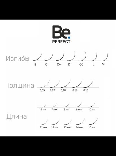 Ресницы чёрные Be PERFECT «BLACK» - MIX (16 линий)
