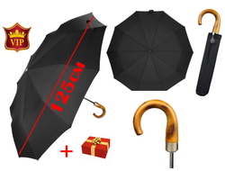 Зонт мужской складной автоматический Sponsa, ручка крючок деревянная, большой купол (125см) + ПОДАРОК