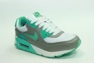 Nike Air Max 90 серо-бирюзовые, кожа мех (36-41) Арт: 007M