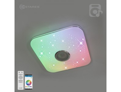 Estares св-к-люстра св/д управл. MUSIC RGB квадрат 40W(4000Lm) 2K-4K-6K 330x70 пульт ДУ хром/мат IP2