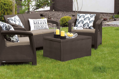 Комплект мебели Корфу со столиком-сундуком коричневый