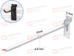 X005 Крючок для экономпанелей, прямой, хром, длина 250 мм, d-6 мм