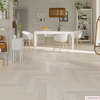 Паркетная доска Barlinek Венгерская елка Дуб Capuccino 110 мм елочка лак замок 2G толщина 14 мм 0.5 м2