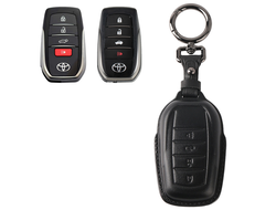 Чёрный чехол для ключа Toyota Land Cruiser 300, Tundra, Venza, Sequoia (4 кнопки)