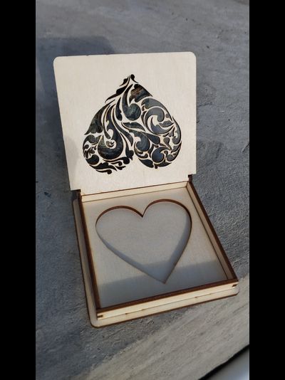 Шкатулка под кольца 100х100х12 мм, фанера